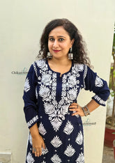 Pankhudi Modal Chikankari Kurti - Blue